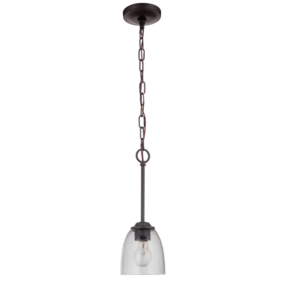 Craftmade 1 Light Mini Pendant In Espresso And Seeded Glass