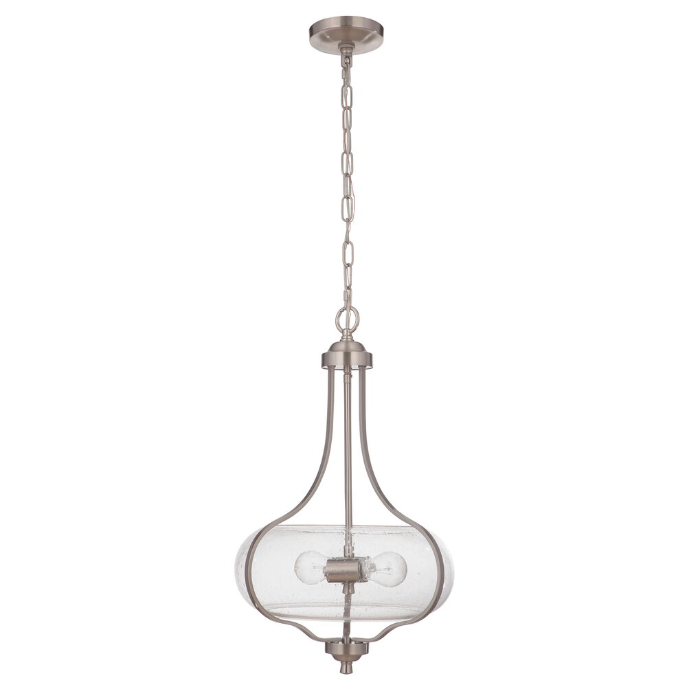 Craftmade 2 Light Pendant In Brushed Polished Nickel And Seeded Glass