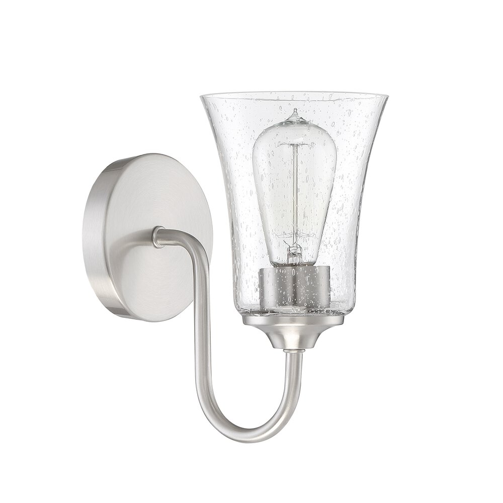 Craftmade 1 Light Wall Sconce In Brushed Polished Nickel And Seeded Glass