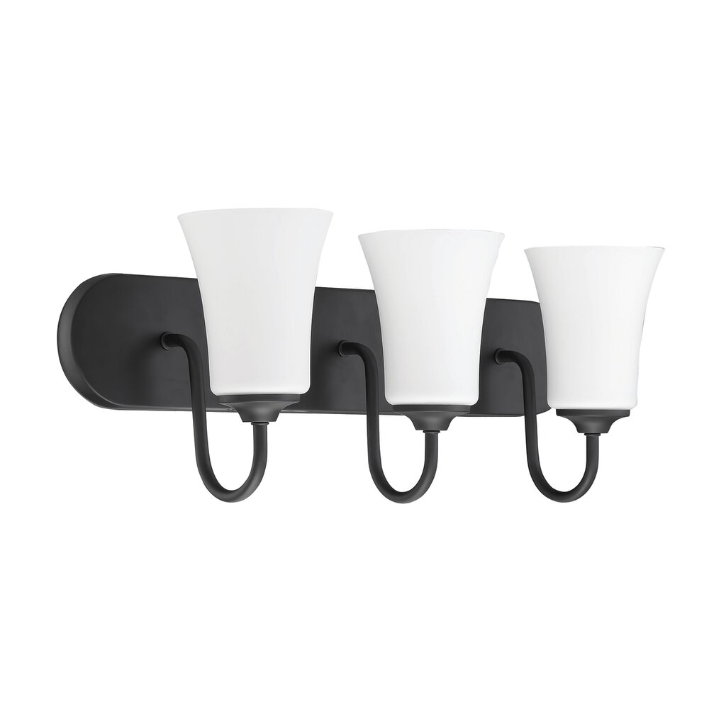 Craftmade 3 Light Vanity In Flat Black And Frost White Glass