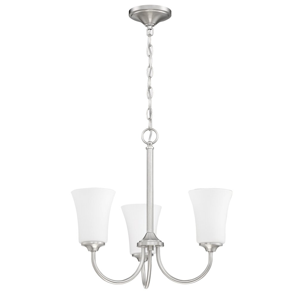 Craftmade 3 Light Chandelier In Brushed Polished Nickel And Frost White Glass