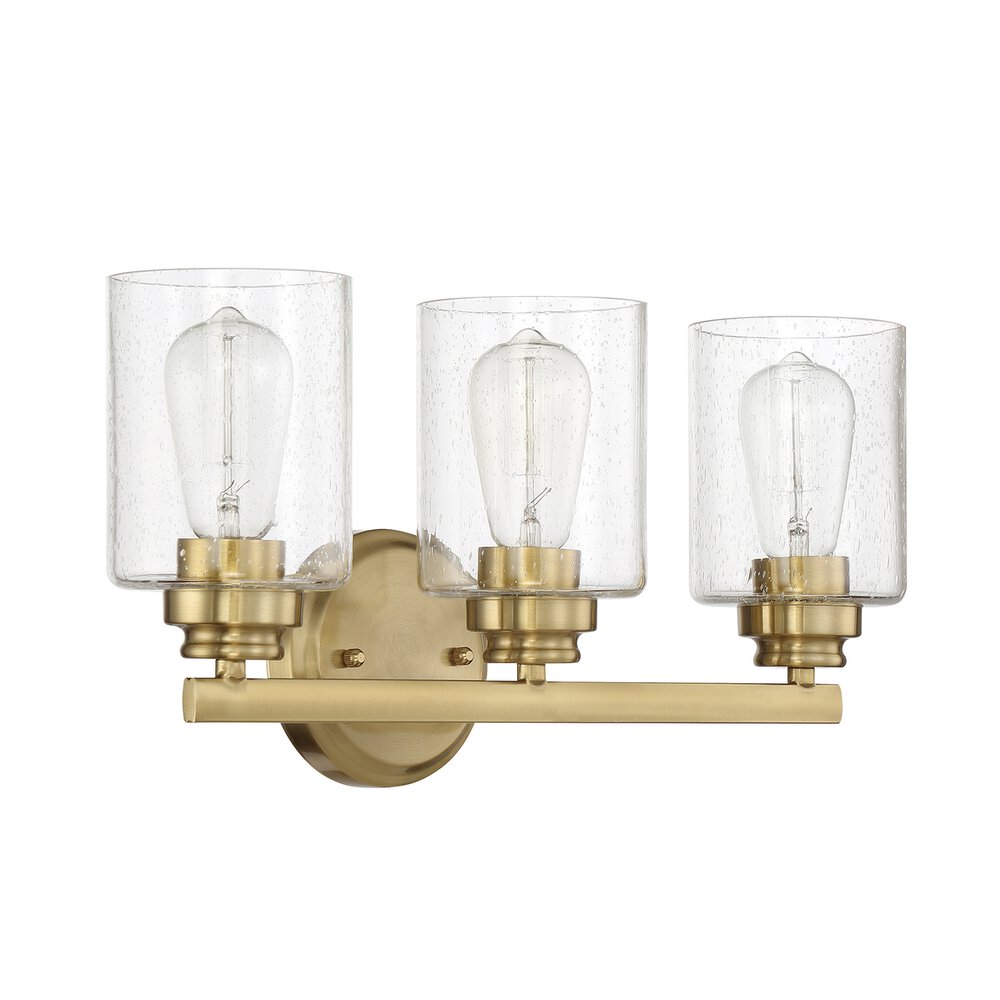 Craftmade 3 Light Vanity In Satin Brass And Seeded Glass
