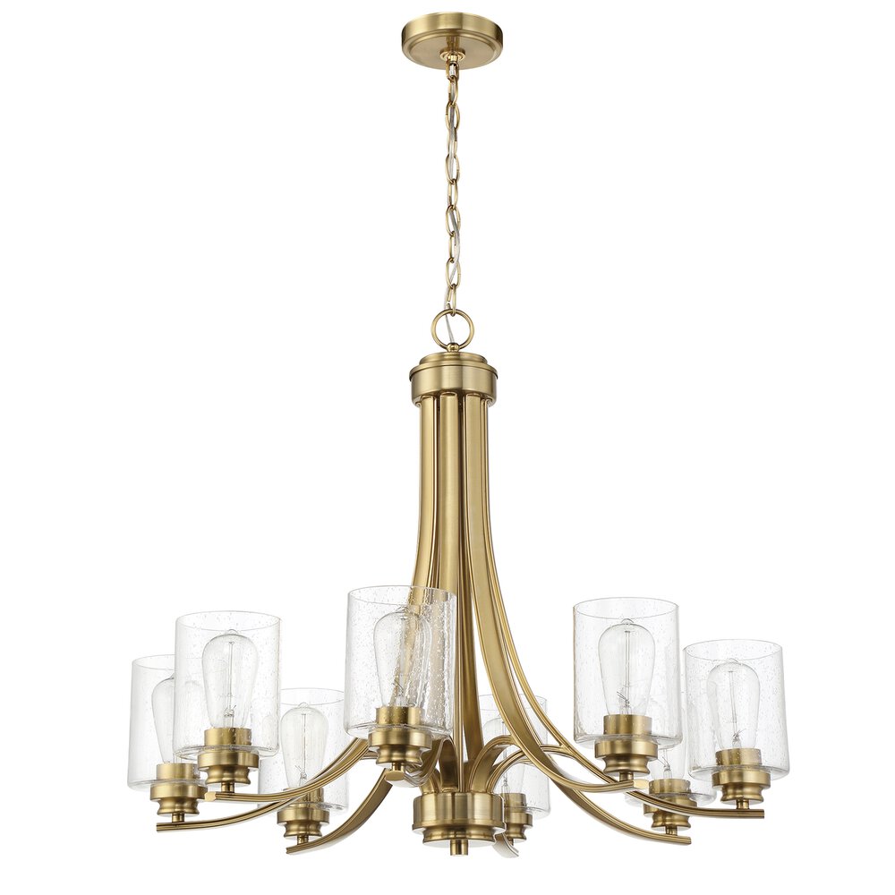 Craftmade 8 Light Chandelier In Satin Brass And Seeded Glass
