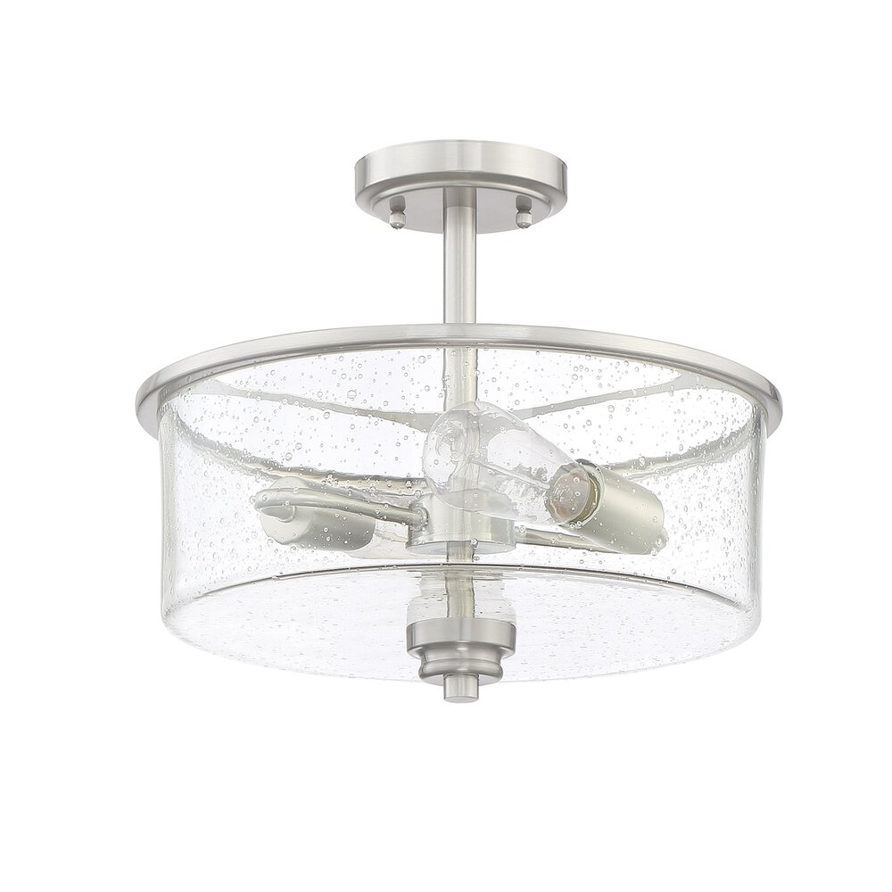 Craftmade 2 Light Convertible Semi Flush In Brushed Polished Nickel And Seeded Glass