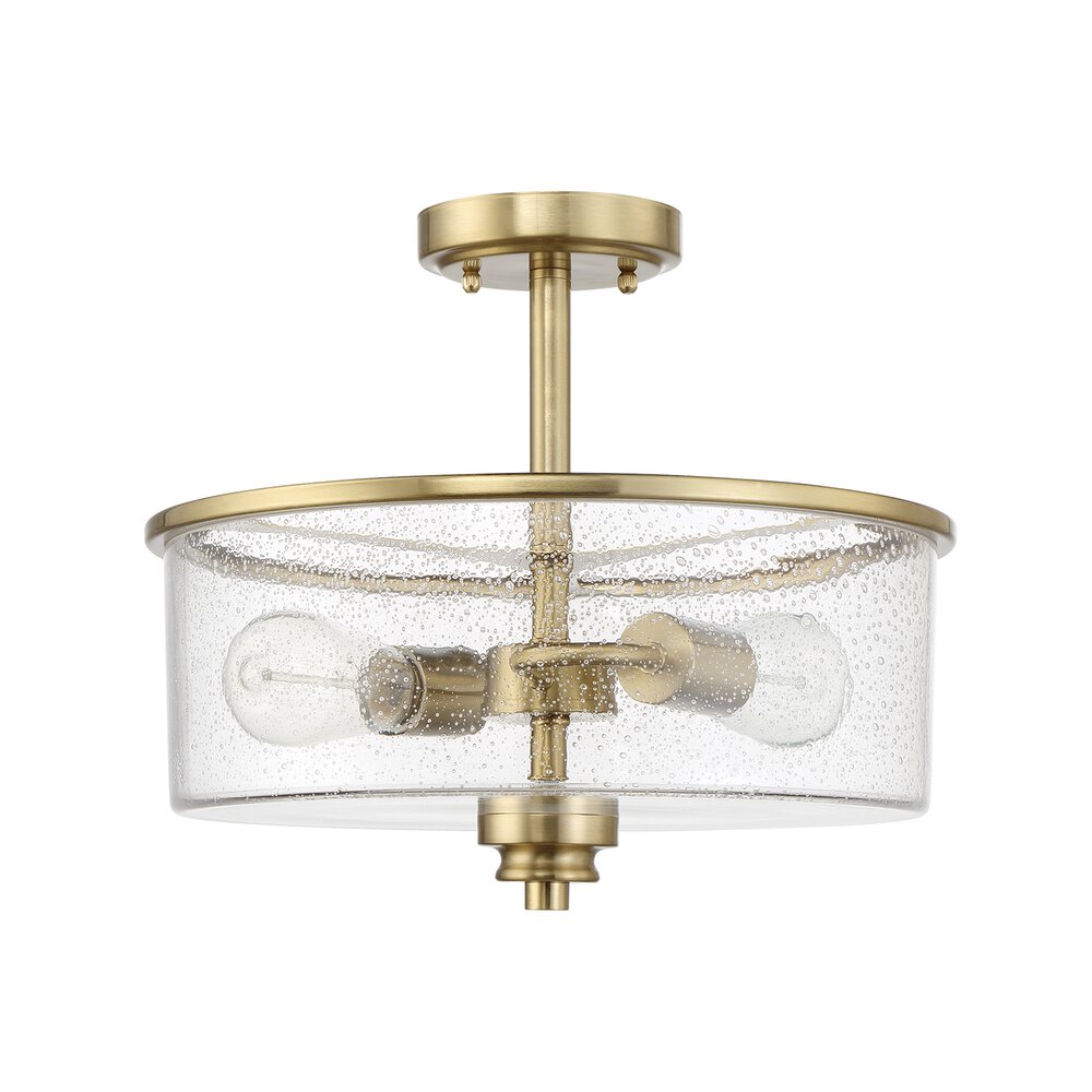Craftmade 2 Light Convertible Semi Flush In Satin Brass And Seeded Glass
