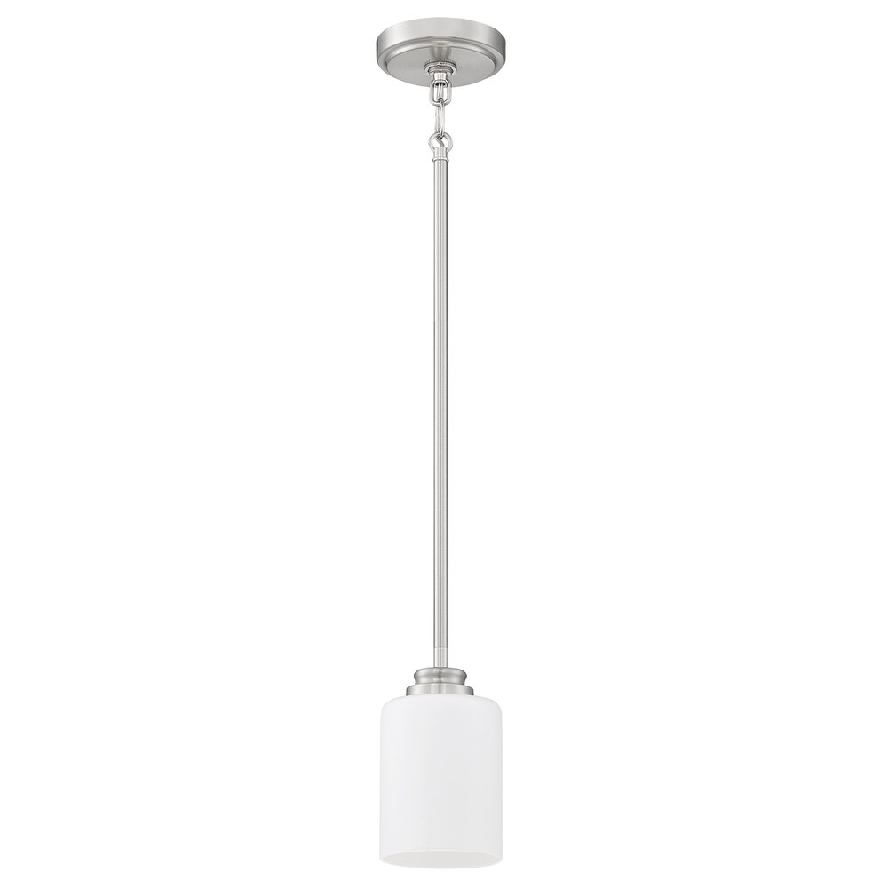 Craftmade 1 Light Mini Pendant In Brushed Polished Nickel And Frost White Glass