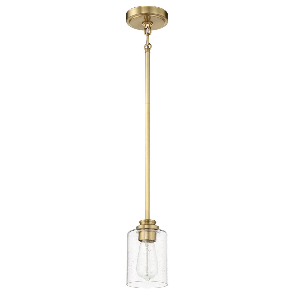 Craftmade 1 Light Mini Pendant In Satin Brass And Seeded Glass