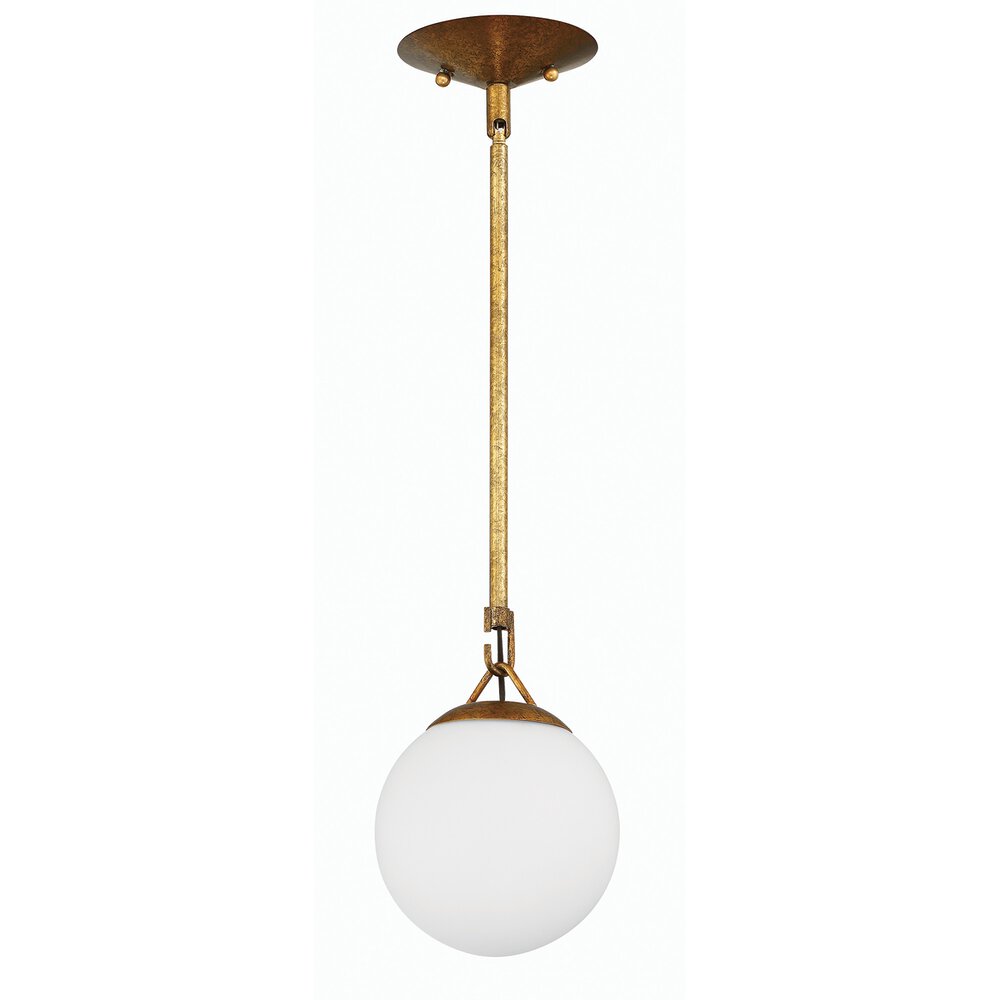 Craftmade 1 Light Mini Pendant In Patina Aged Brass And Frost White Glass