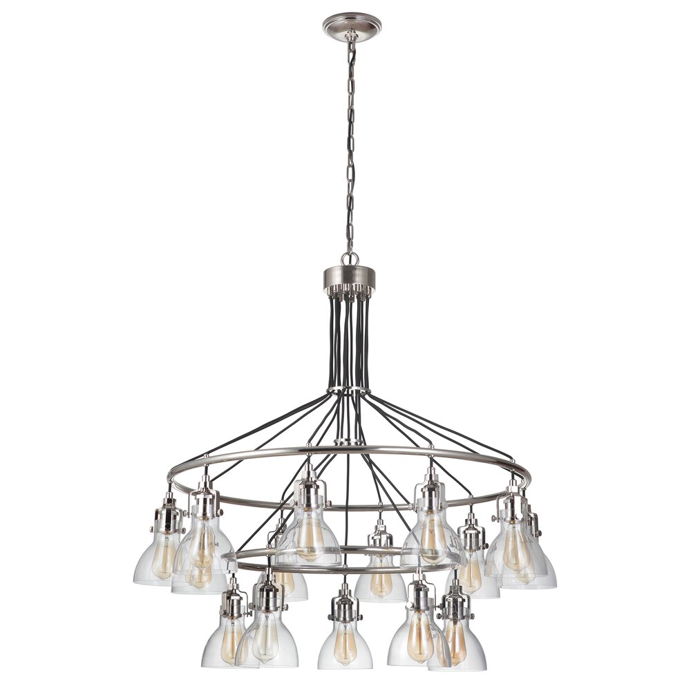 Craftmade 15 Light Chandelier In Polished Nickel And Clear Glass