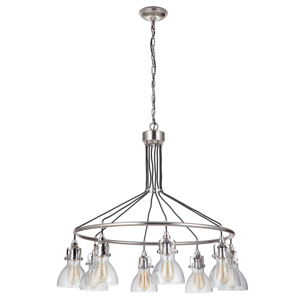 Craftmade 8 Light Chandelier In Polished Nickel And Clear Glass