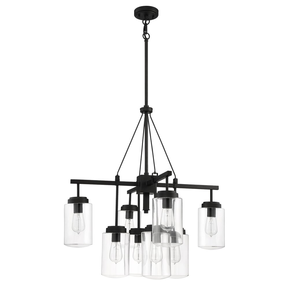 Craftmade Outdoor 8 Light Chandelier In Espresso And Clear Glass