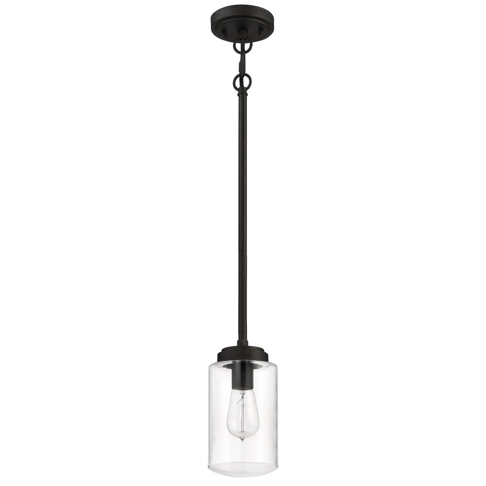 Craftmade Outdoor 1 Light Mini Pendant In Espresso And Clear Glass