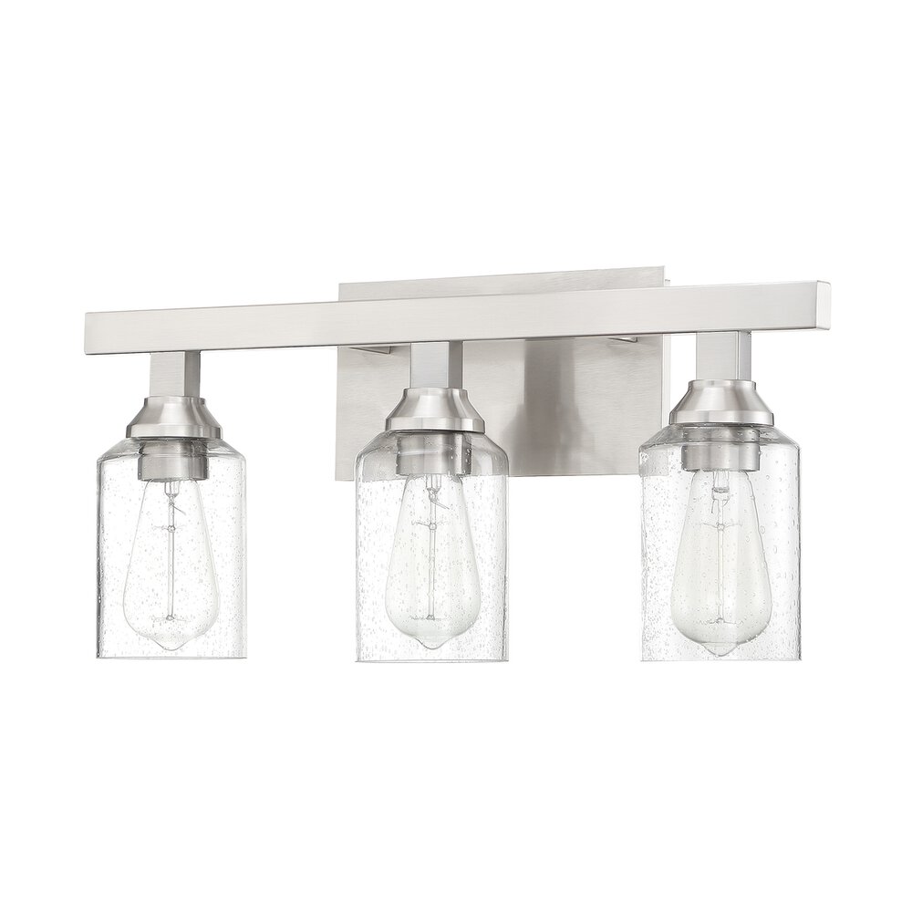 Craftmade 3 Light Vanity In Brushed Polished Nickel And Seeded Glass