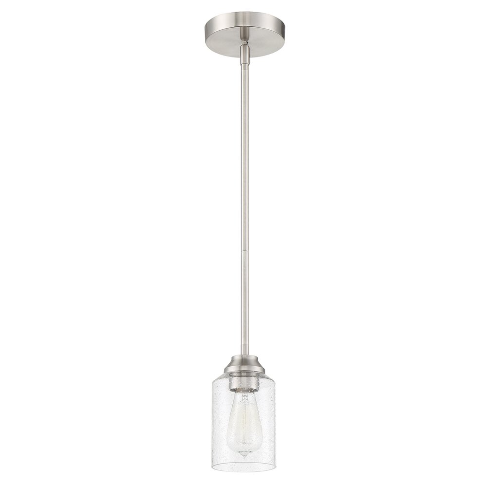 Craftmade 1 Light Mini Pendant In Brushed Polished Nickel And Seeded Glass
