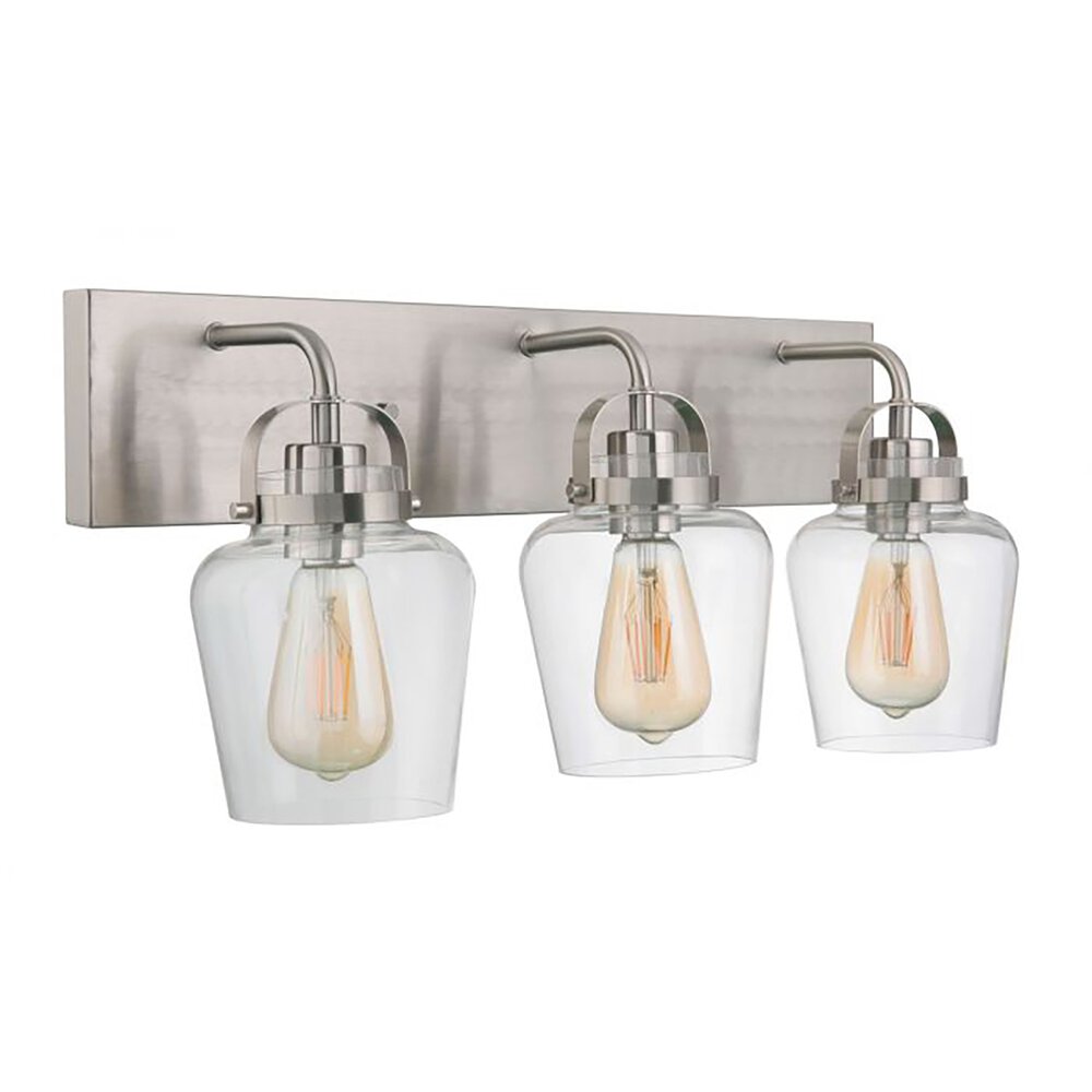 Craftmade 3 Light Vanity In Brushed Polished Nickel And Clear Glass