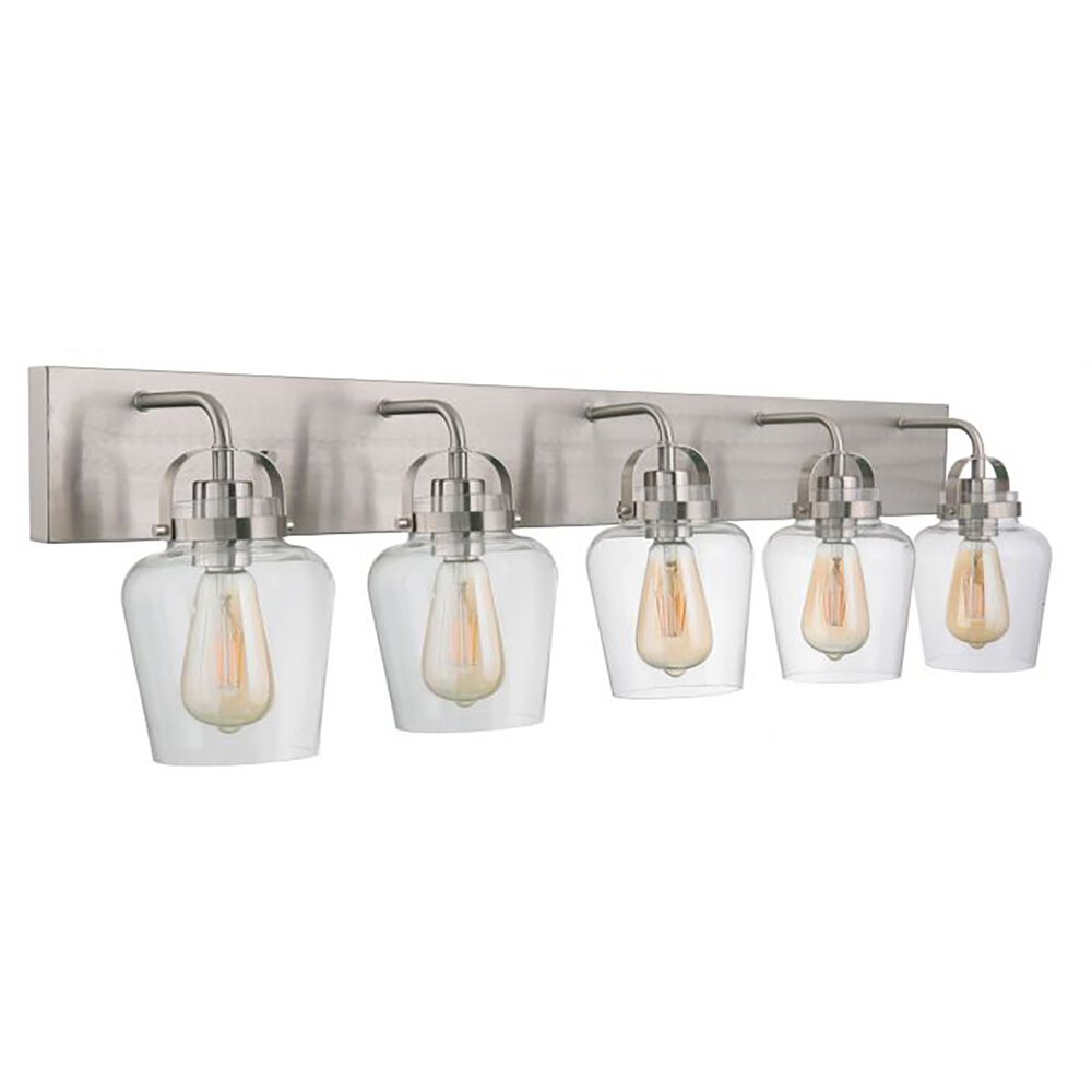 Craftmade 5 Light Vanity In Brushed Polished Nickel And Clear Glass