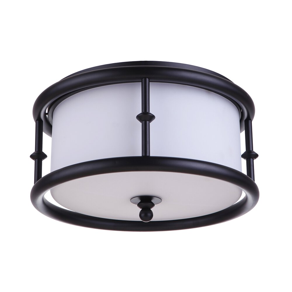 Craftmade 3 Light Flushmount In Flat Black And Frost White Glass