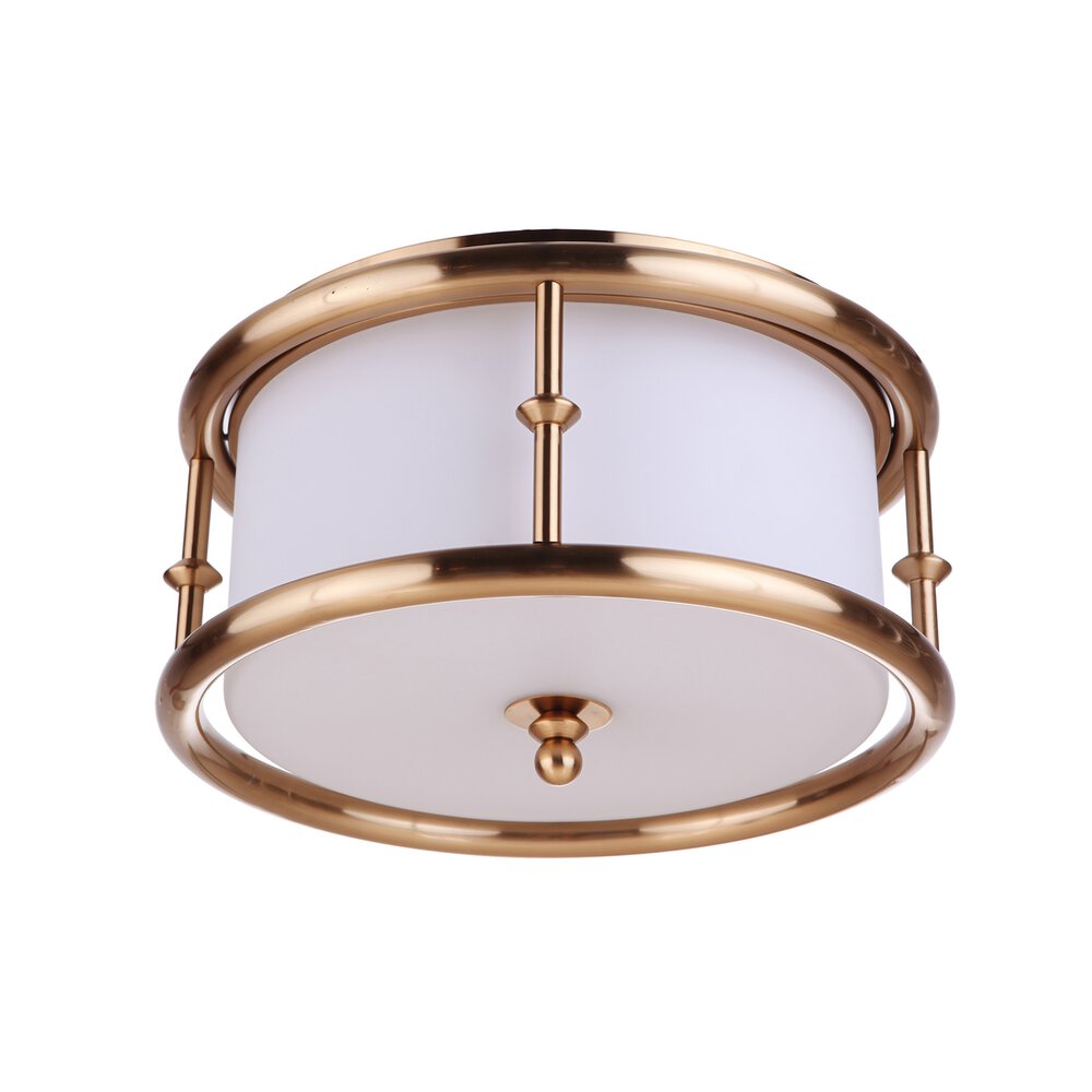 Craftmade 3 Light Flushmount In Satin Brass And Frost White Glass