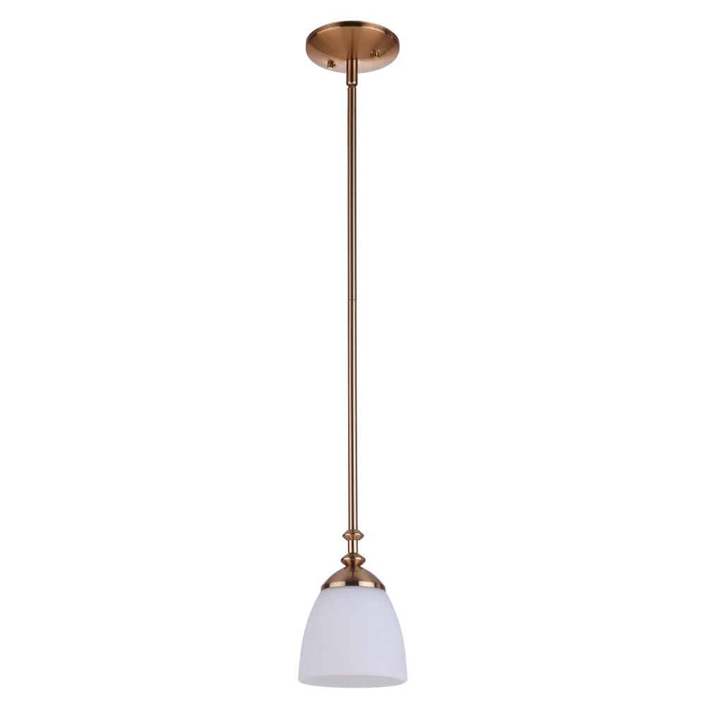 Craftmade 1 Light Mini Pendant In Satin Brass And Frost White Glass