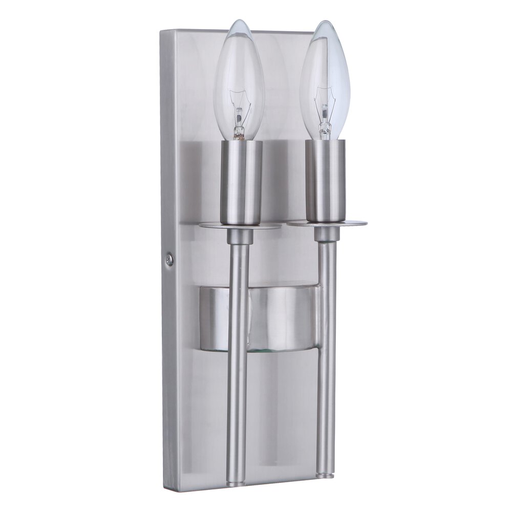 Craftmade 2 Light Wall Sconce In Brushed Polished Nickel