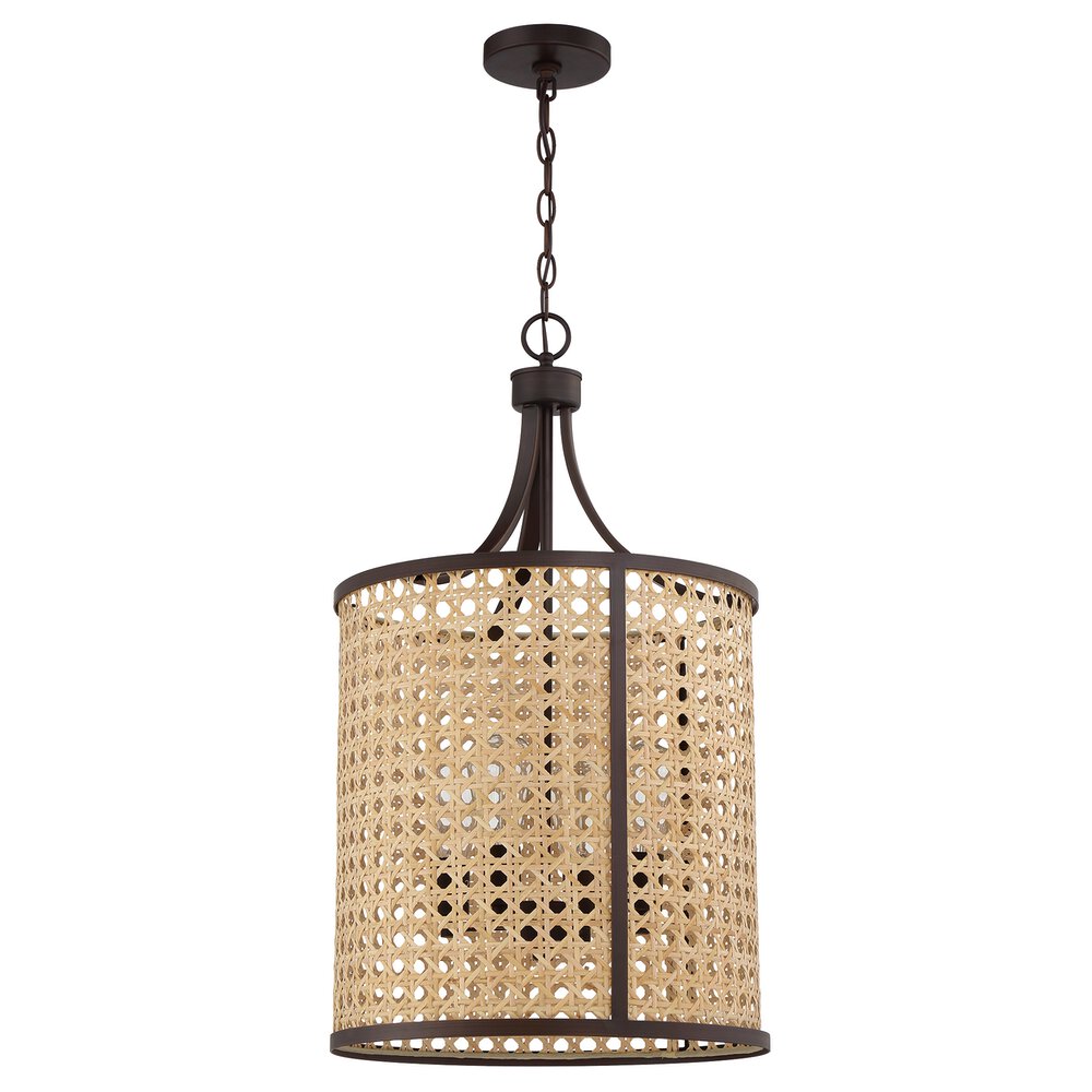 Craftmade 4 Light Foyer In Aged Bronze Brushed And Rattan Shade