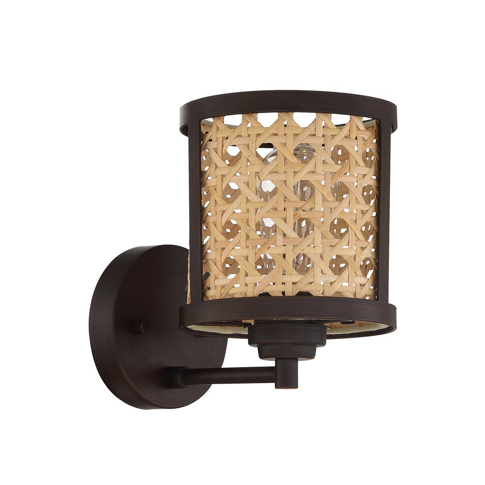 Craftmade 1 Light Wall Sconce In Aged Bronze Brushed And Rattan Shade
