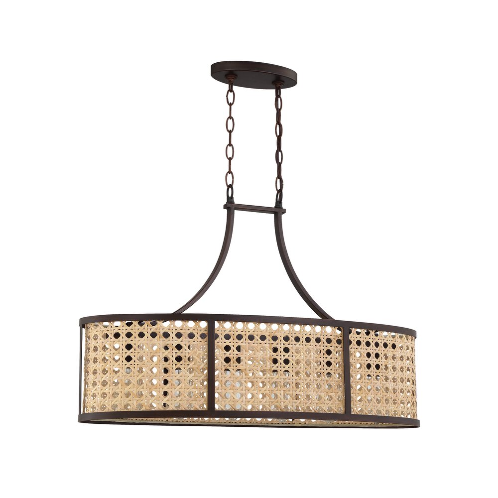 Craftmade 6 Light Island In Aged Bronze Brushed And Rattan Shade