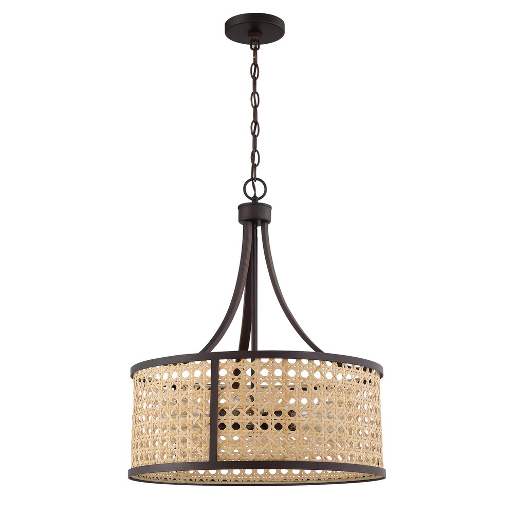 Craftmade 6 Light Pendant In Aged Bronze Brushed And Rattan Shade