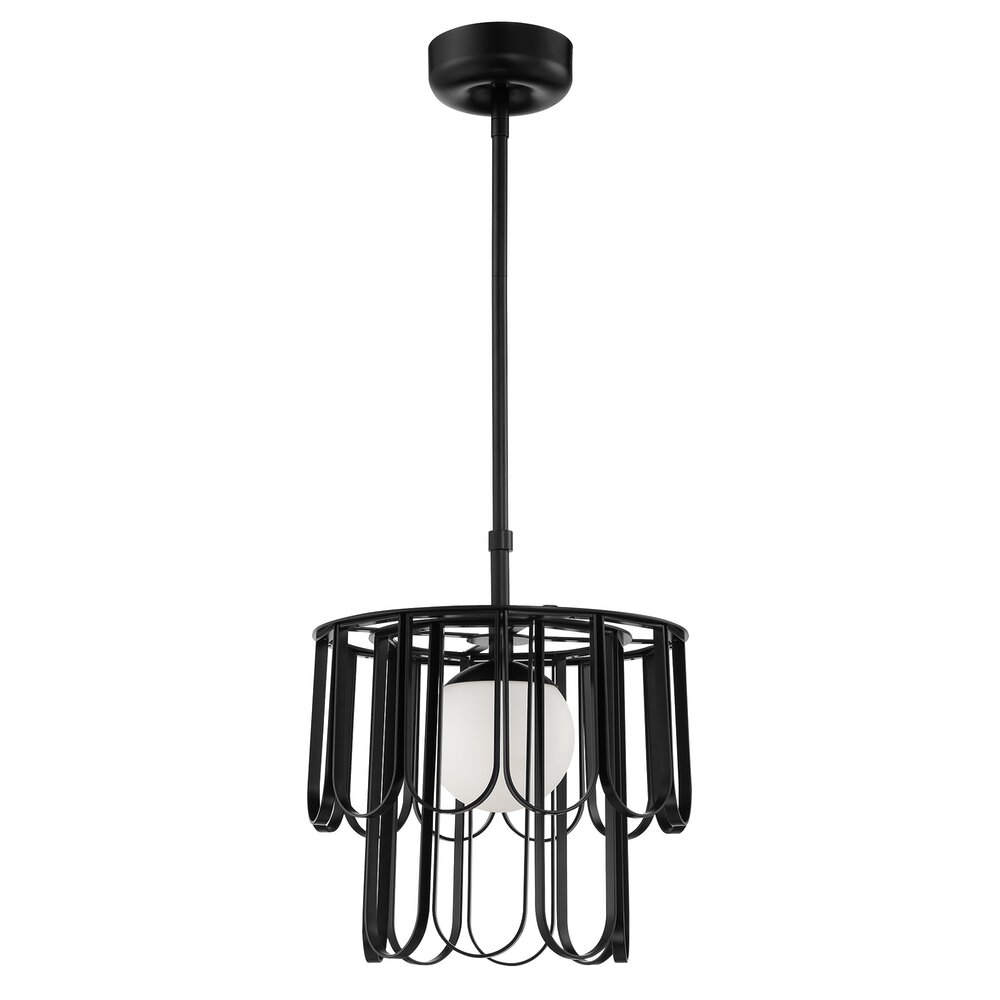 Craftmade 1 Light Pendant In Flat Black And Frost White Glass