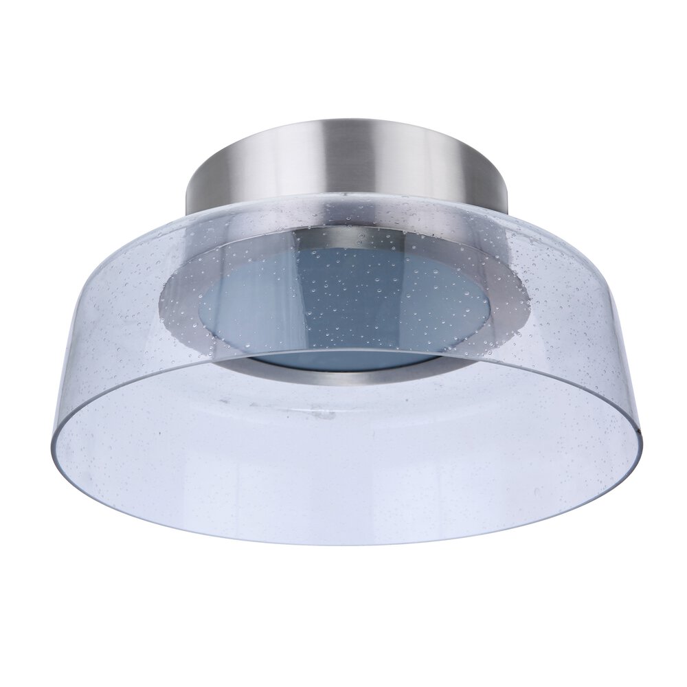 Craftmade 10.5" Led Flushmount In Brushed Polished Nickel And Seeded Glass