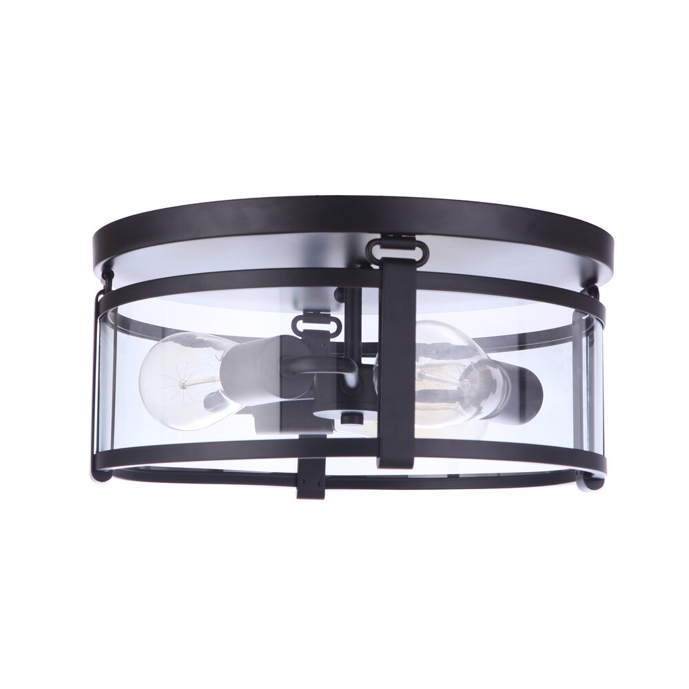 Craftmade 3 Light Flushmount In Flat Black And Clear Glass