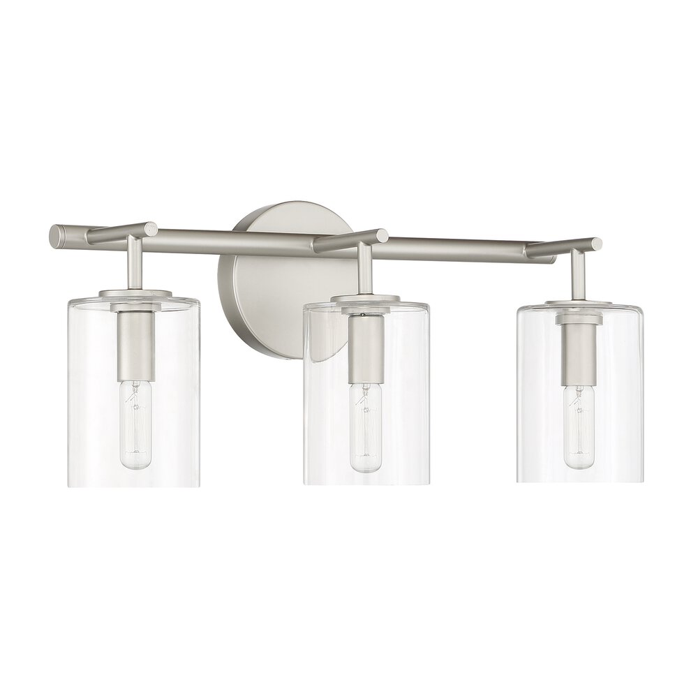 Craftmade Vanity 3 Light In Satin Nickel And Clear Glass