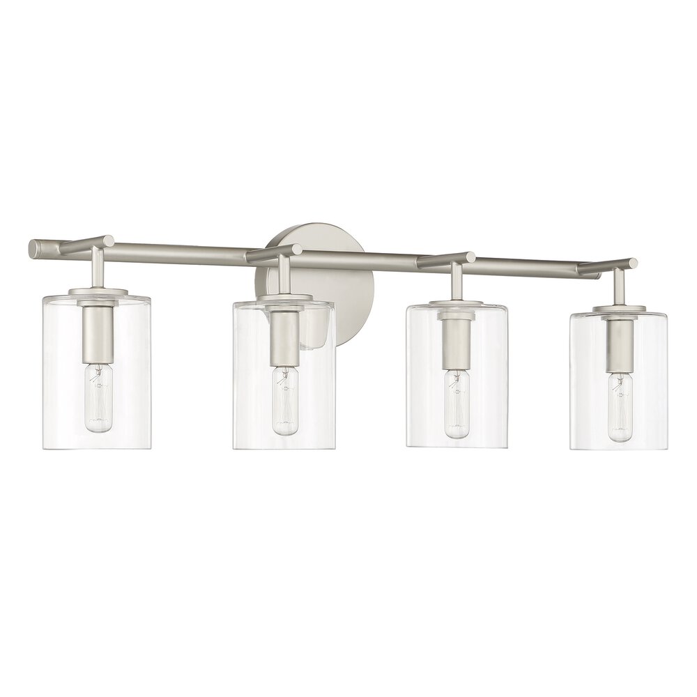 Craftmade Vanity 4 Light In Satin Nickel And Clear Glass