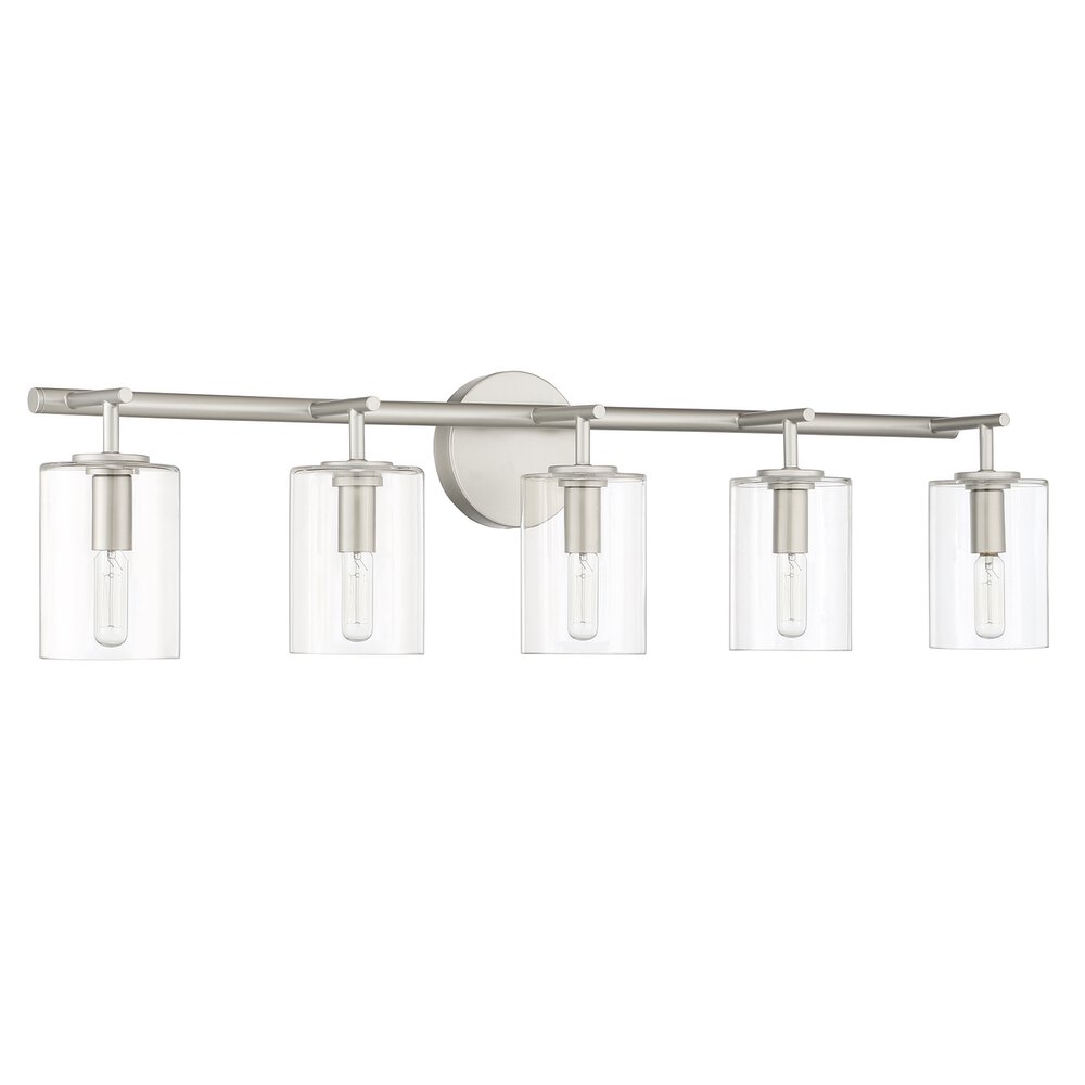 Craftmade Vanity 5 Light In Satin Nickel And Clear Glass