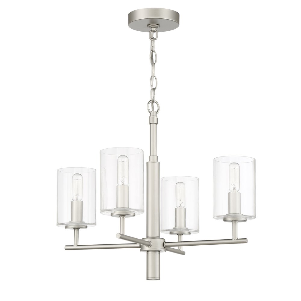 Craftmade Chandelier 4 Light In Satin Nickel And Clear Glass