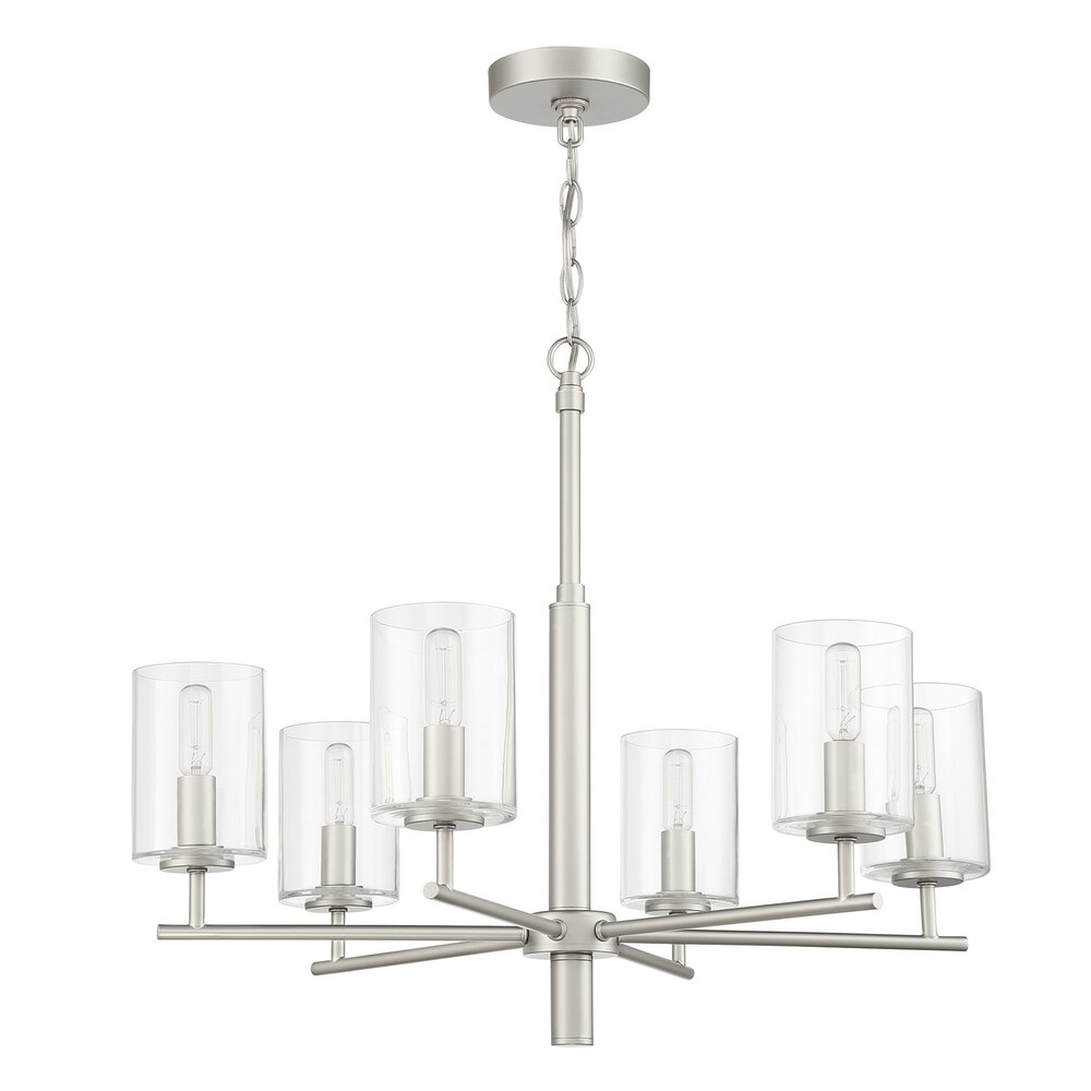 Craftmade Chandelier 6 Light In Satin Nickel And Clear Glass