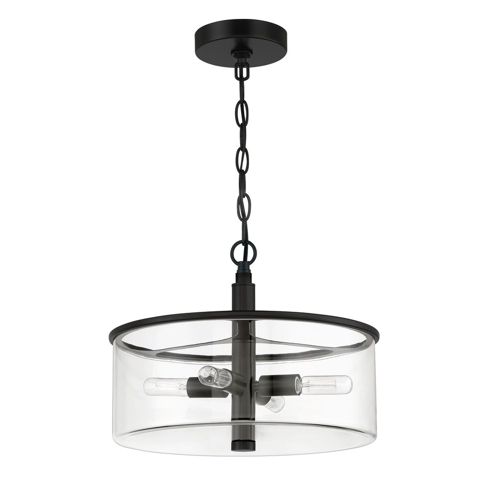 Craftmade Convertible Semi Flush 4 Light In Flat Black And Clear Glass