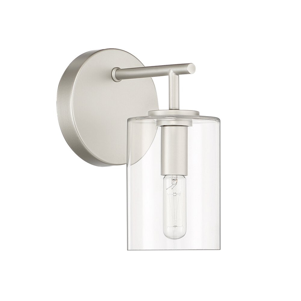 Craftmade Wall Sconce 1 Light In Satin Nickel And Clear Glass