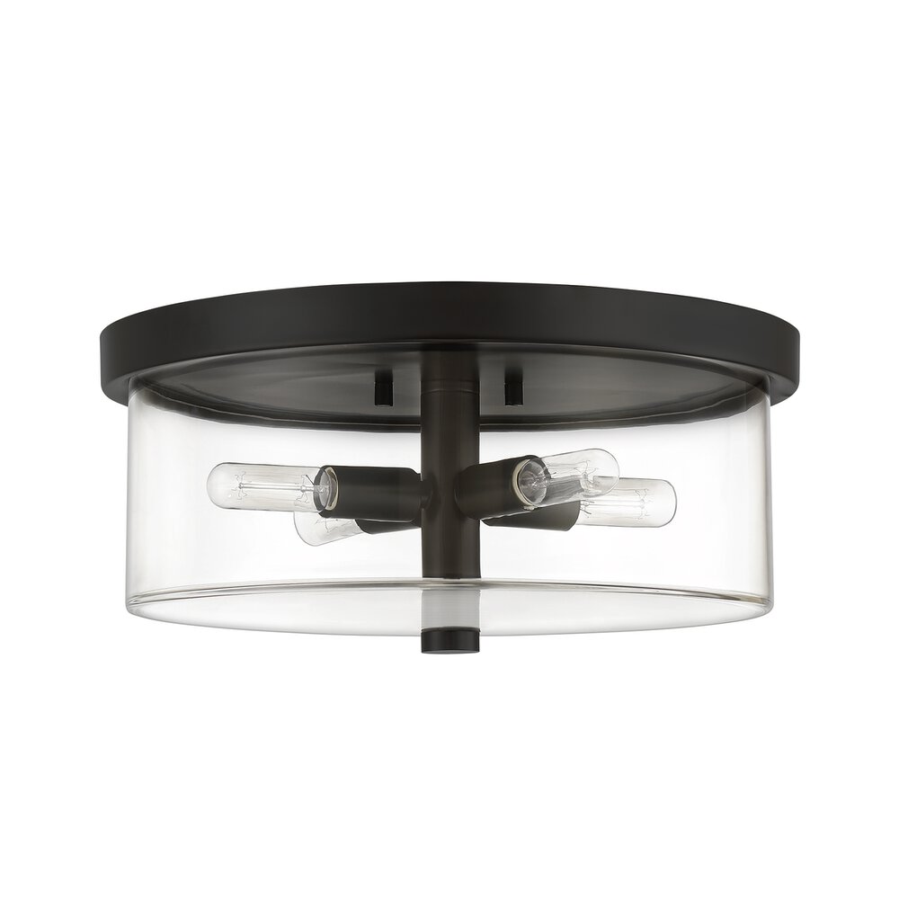 Craftmade Flushmount 4 Light In Flat Black And Clear Glass