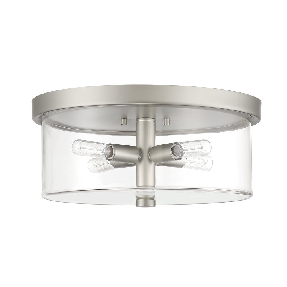 Craftmade Flushmount 4 Light In Satin Nickel And Clear Glass