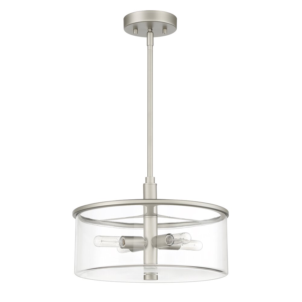 Craftmade 4 Light Pendant In Satin Nickel And Clear Glass