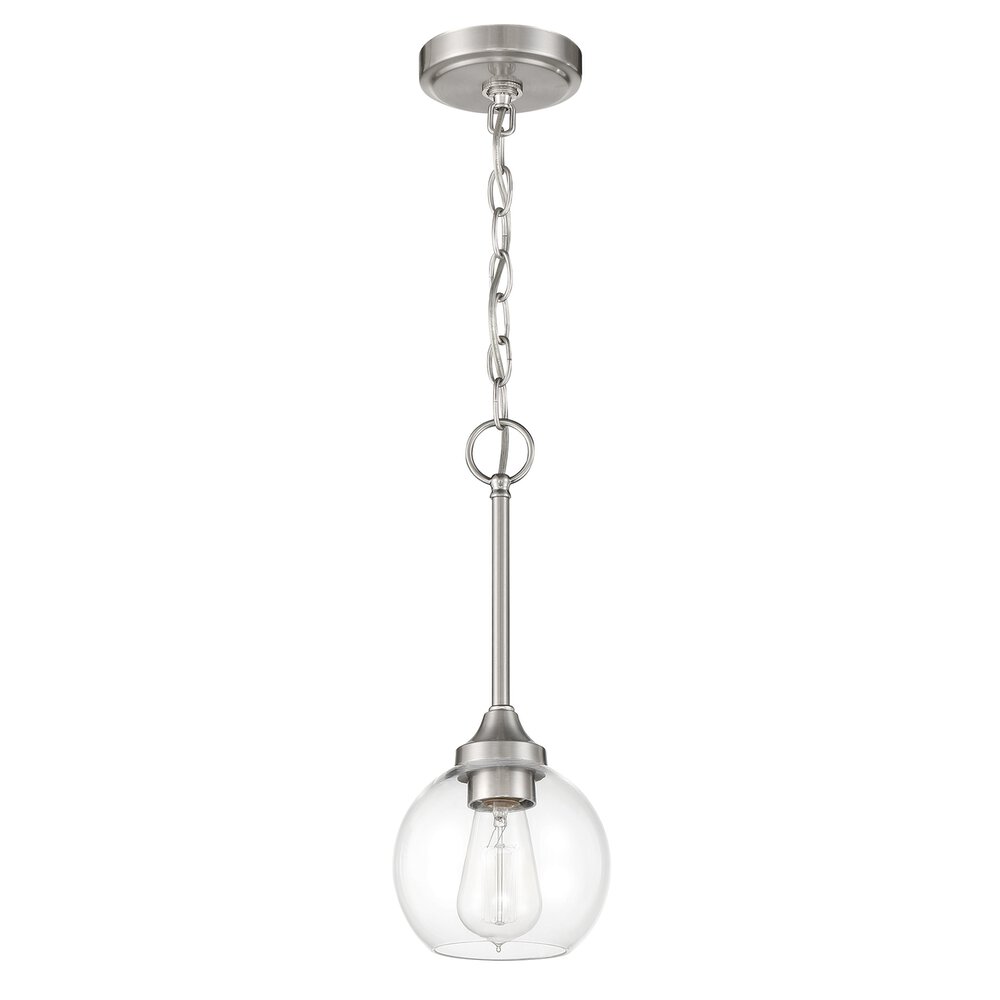 Craftmade Mini Pendant 1 Light In Brushed Polished Nickel And Clear Glass