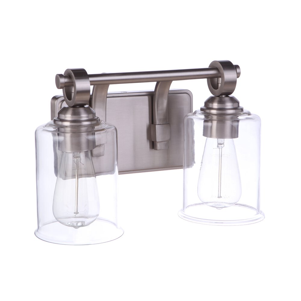 Craftmade Vanity 2 Light In Brushed Polished Nickel And Clear Glass