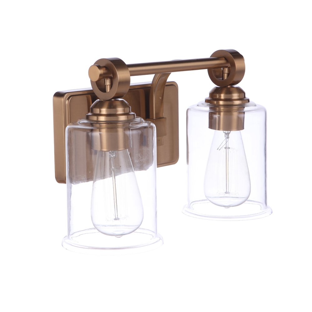 Craftmade Vanity 2 Light In Satin Brass And Clear Glass