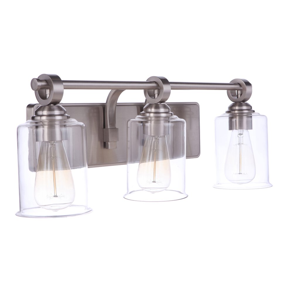 Craftmade Vanity 3 Light In Brushed Polished Nickel And Clear Glass