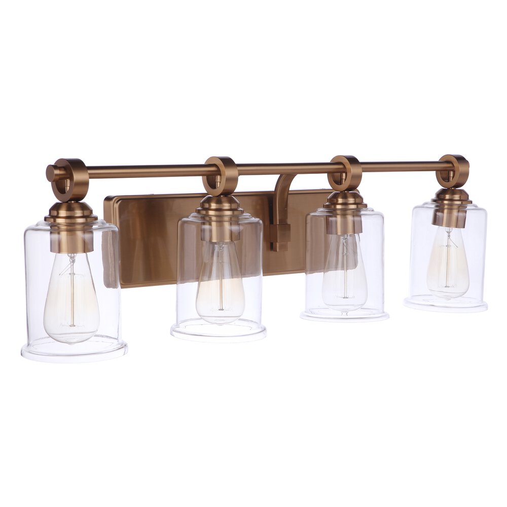 Craftmade Vanity 4 Light In Satin Brass And Clear Glass