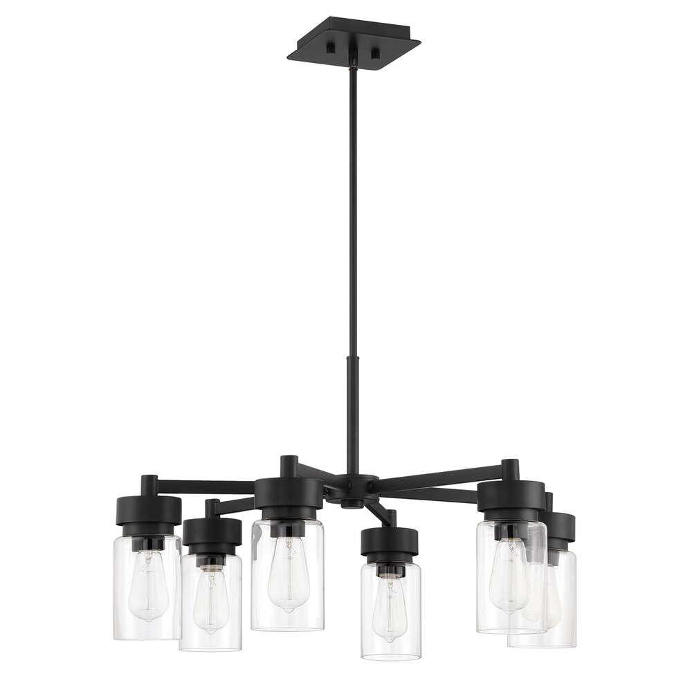 Craftmade 6 Light Outdoor Chandelier In Midnight And Clear Glass