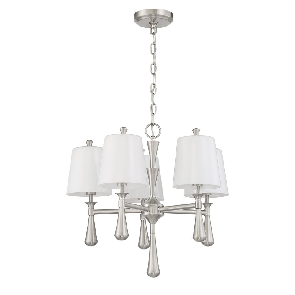 Craftmade 5 Light Mini Chandelier In Brushed Polished Nickel And Frosted Opal Glass