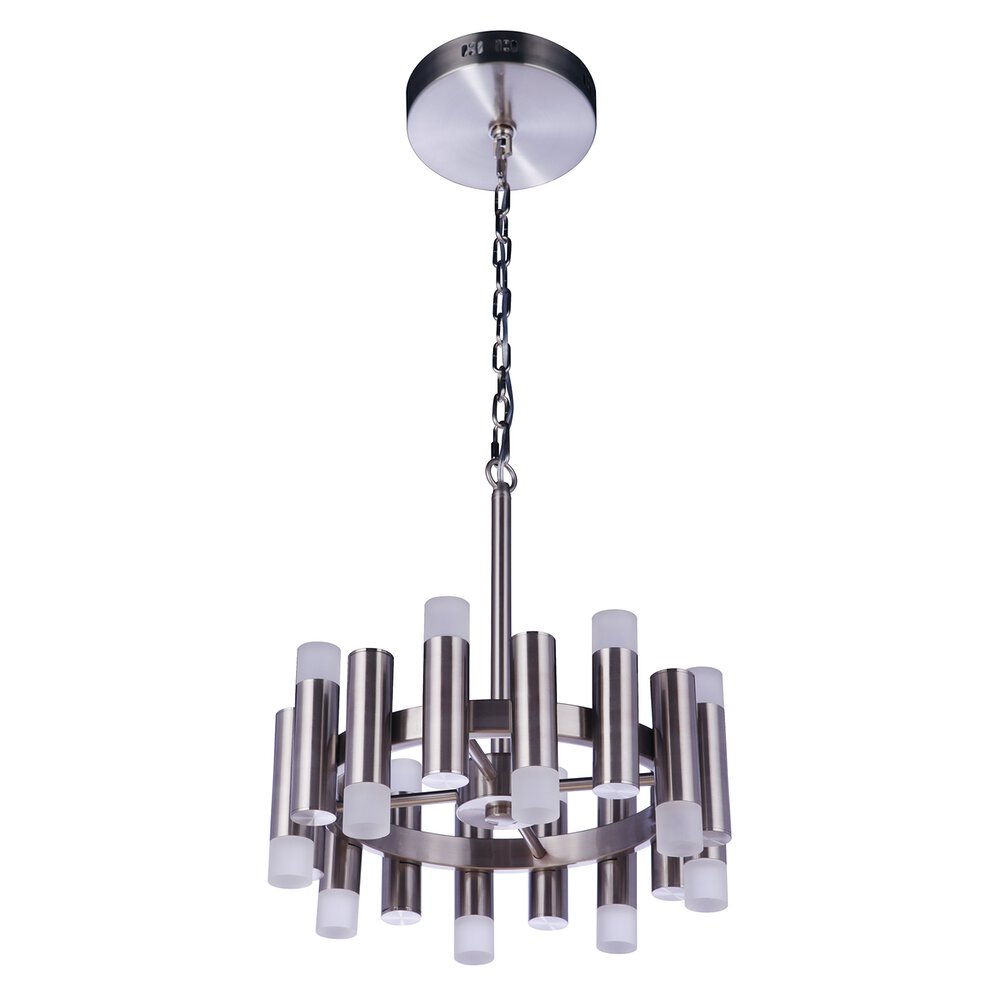 Craftmade 16 Light Led Chandelier In Brushed Polished Nickel And Frosted Acrylic Fixture