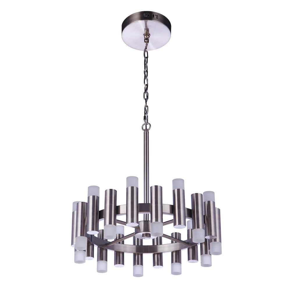 Craftmade 20 Light Led Chandelier In Brushed Polished Nickel And Frosted Acrylic Fixture